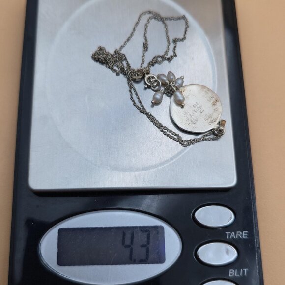 18 Inch Sterling Silver Heart Love Pearls Pendant Necklace A5505 - Picture 7 of 7